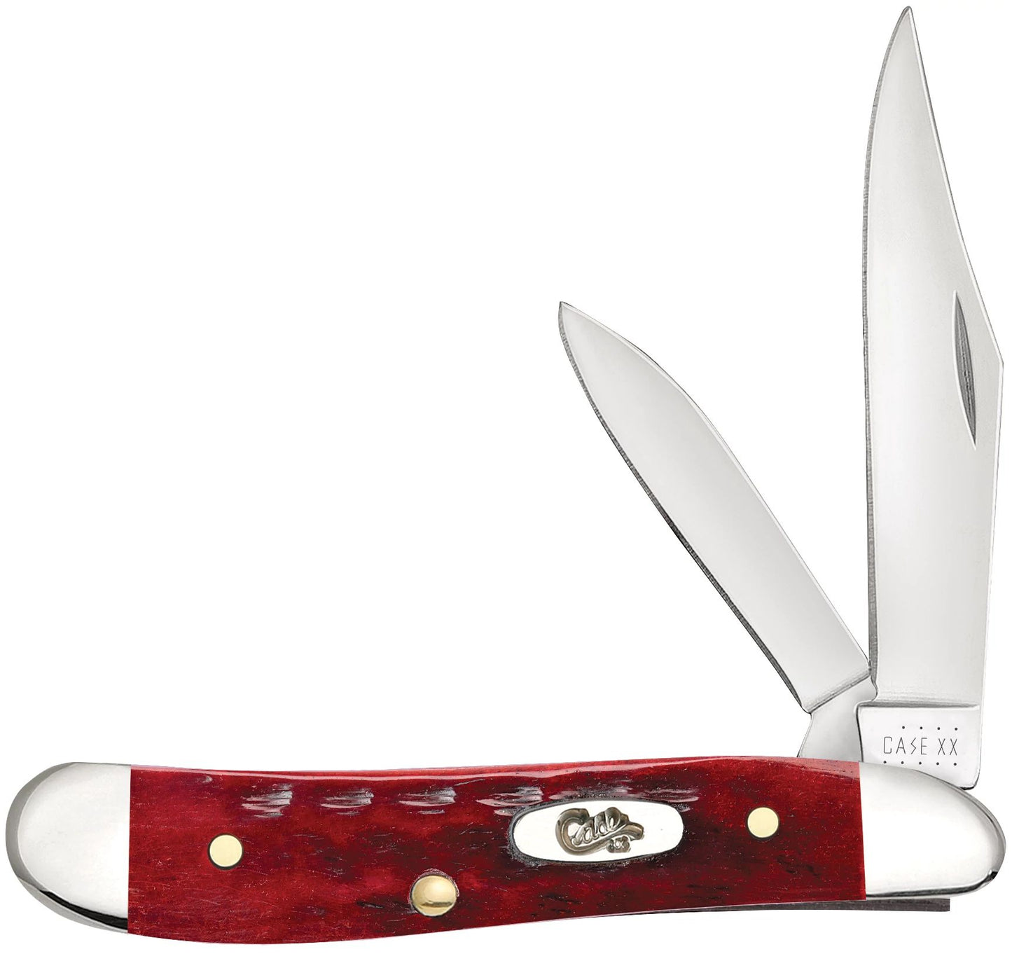Case 00781 Pocket Worn Old Red Bone Peanut pocket knife with corn cob jigged handle and nickel silver bolsters — ClassicBlades