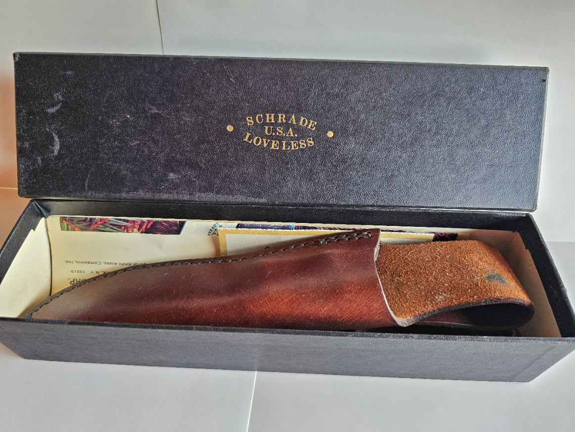 Vintage Schrade - Loveless Hunter # RL-2 Burgundy Delrin handles with Brass Guard #3902 Drop Point