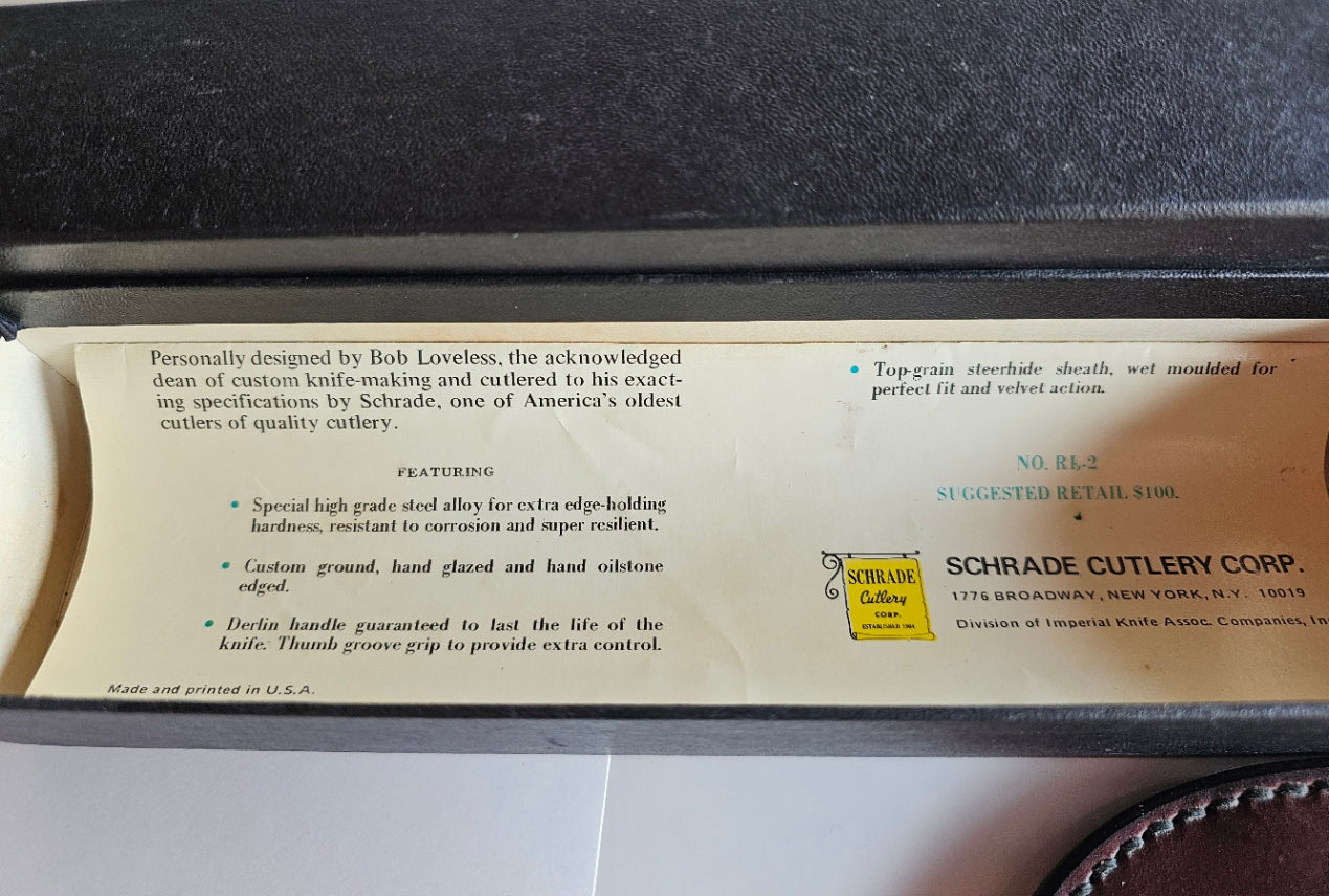 Vintage Schrade - Loveless Hunter # RL-2 Burgundy Delrin handles with Brass Guard #3902 Drop Point