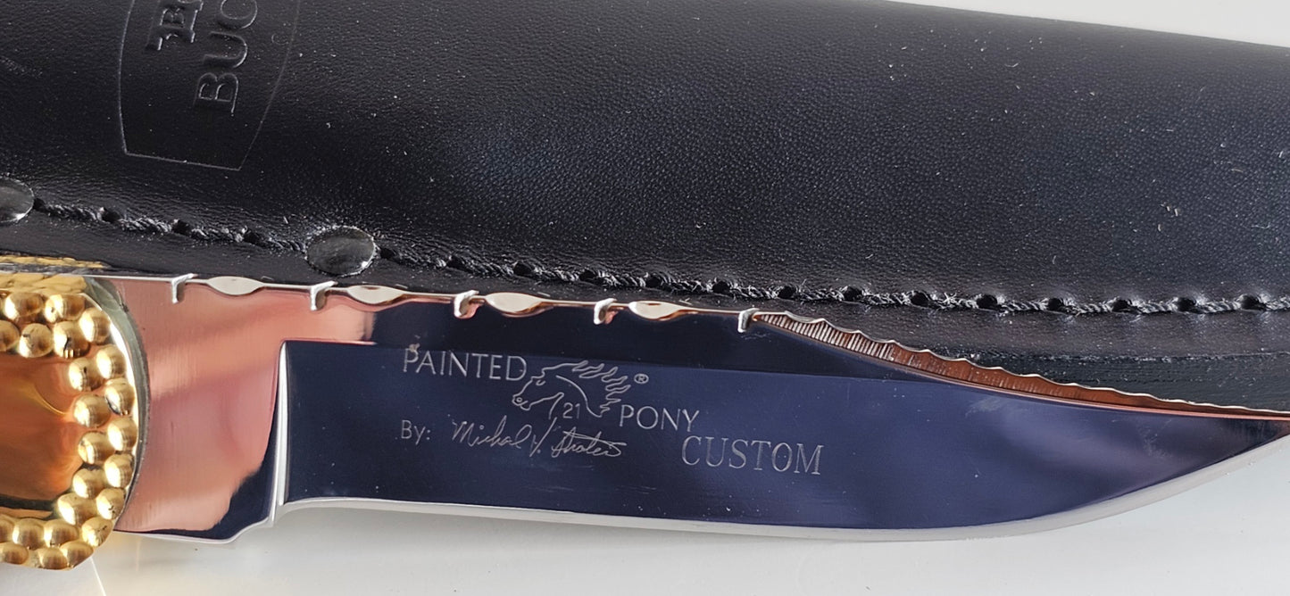 Michael Prater Painted Pony Buck 101 Custom Michael Prater Signature Series with Original buck Sheath, Box and COA