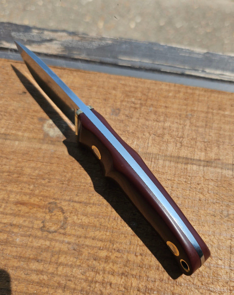 Vintage Schrade - Loveless Hunter # RL-2 Burgundy Delrin handles with Brass Guard #3902 Drop Point