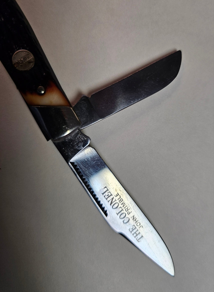 Vintage John Primble Belknap Inc. "The Colonel" Pattern 0001 Delrin Handles Stockman Knife MINT