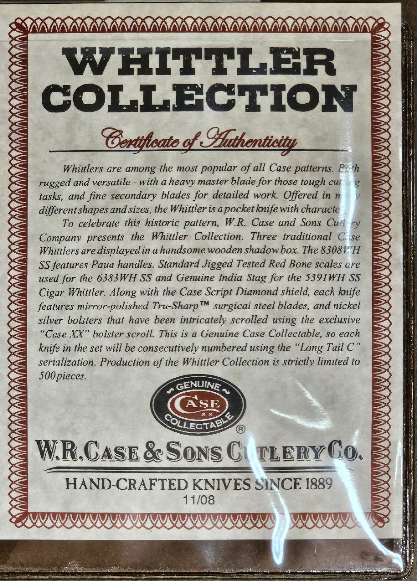 Case XX 2008 Whittler Trio Collection Limited Edition #65 of 500. Excellent Condition