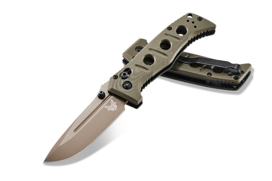 Benchmade 273FE-2MINI ADAMAS® | Flat Earth CPM-Cruwear Drop Point Blade | OD GREEN G10 Handle