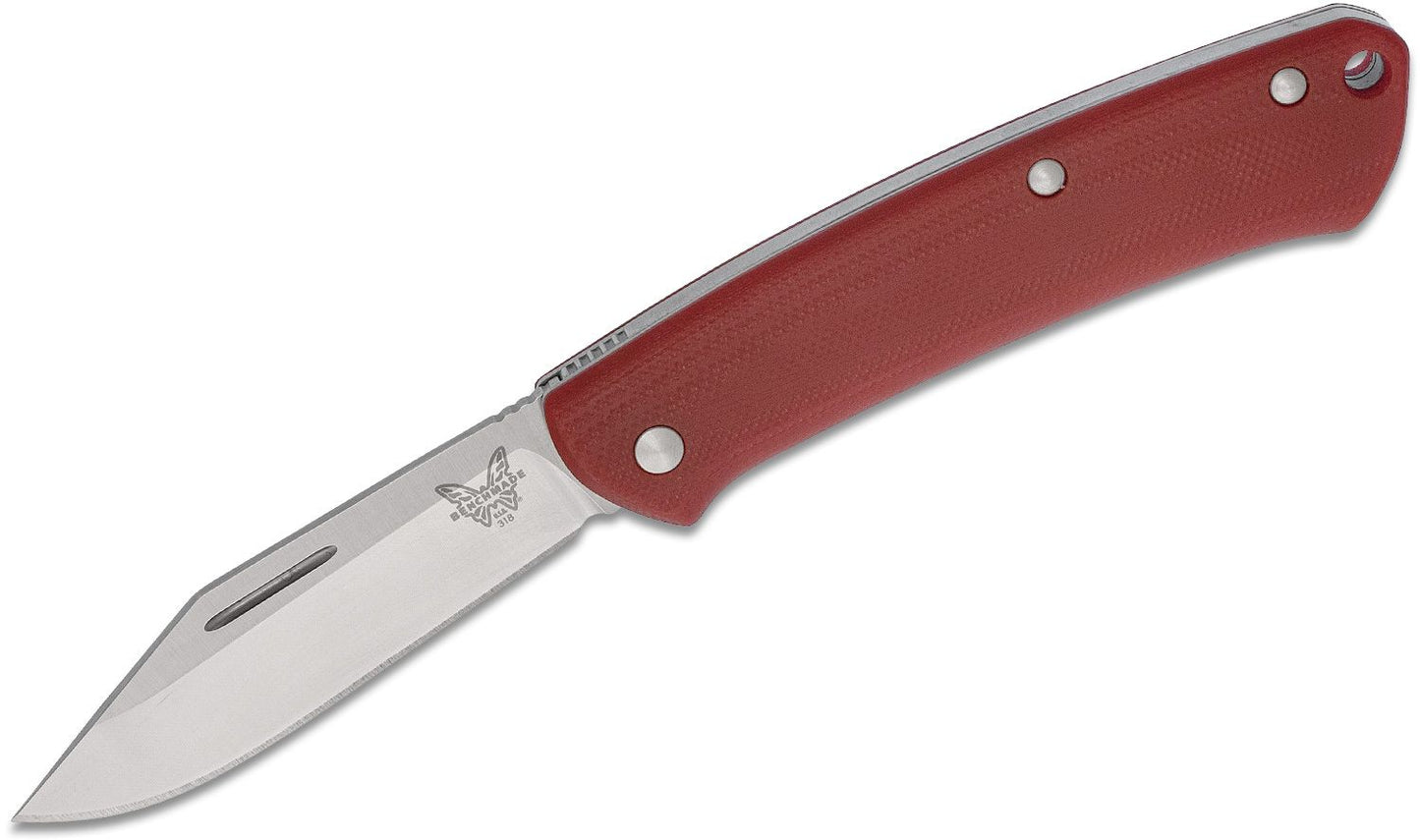 Benchmade 318-1 Proper Slipjoint Red Contour Handles Satin Blade S30V Folding Knife