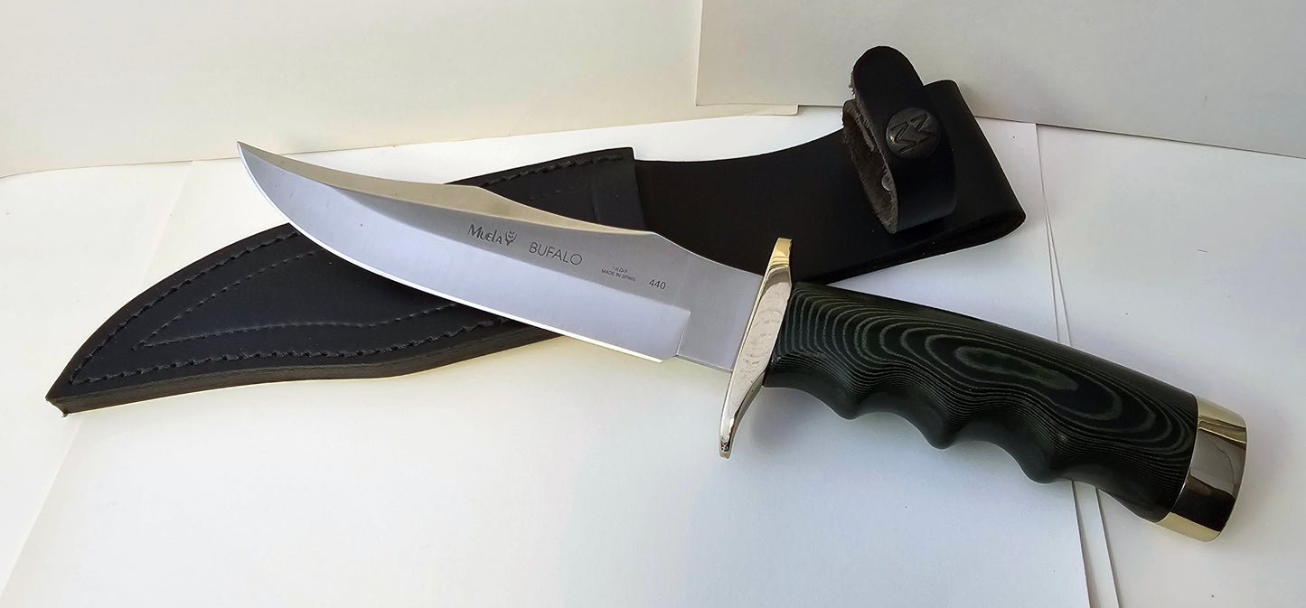 Muela Bufalo-17G Fixed Blade Green Micarta Handle Knife