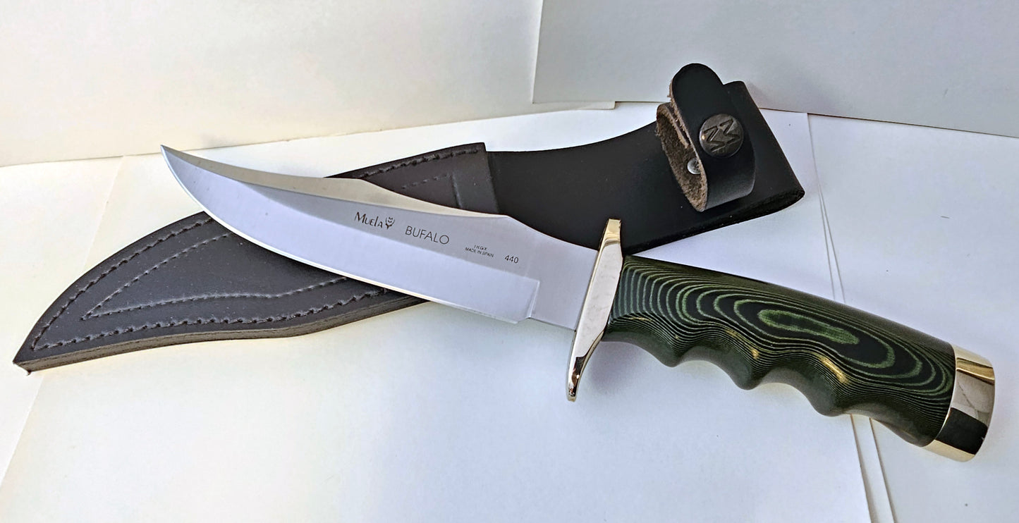 Muela Bufalo-17G Fixed Blade Green Micarta Handle Knife