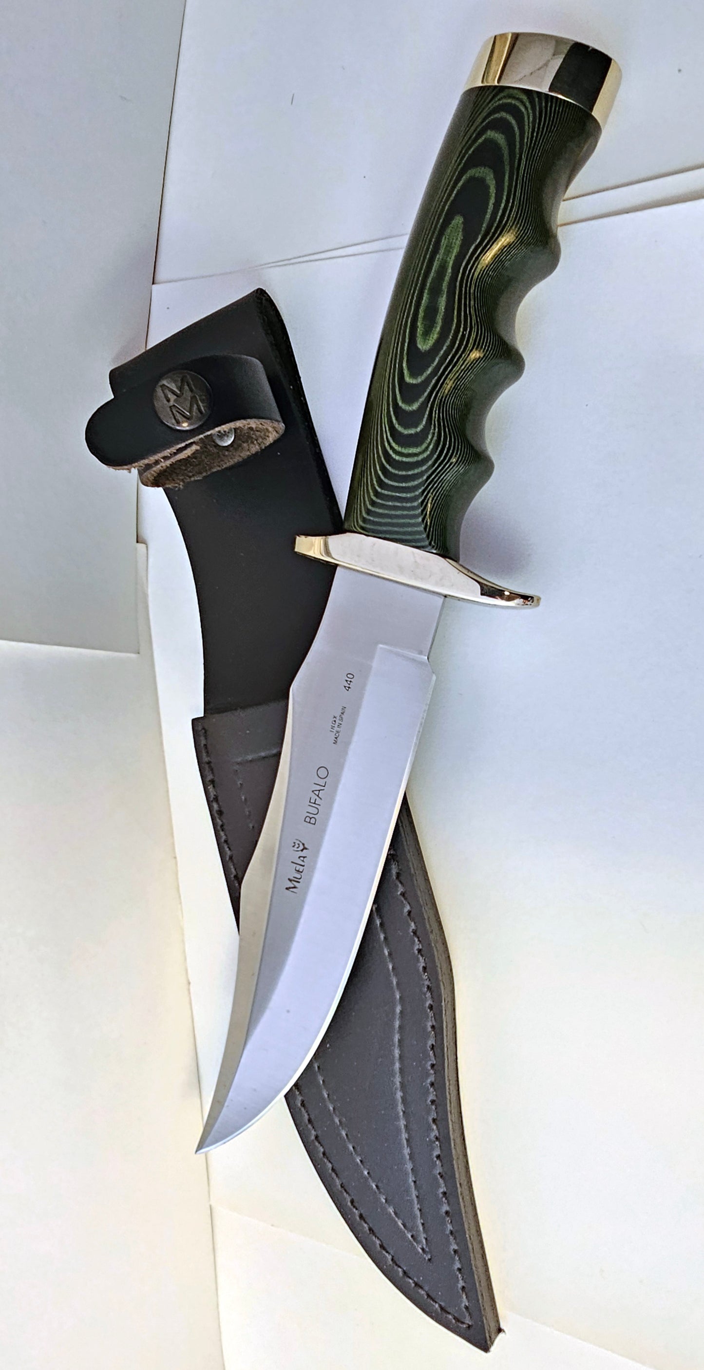 Muela Bufalo-17G  Fixed Blade Green Micarta Handle Knife