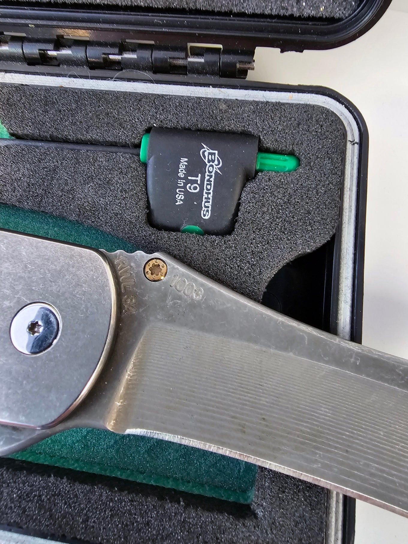 Grimsmo Norseman #1003 Early Production / RWL-34 Acid Etched and Tumbled Blade / Silver Honeycomb Titanium Handles