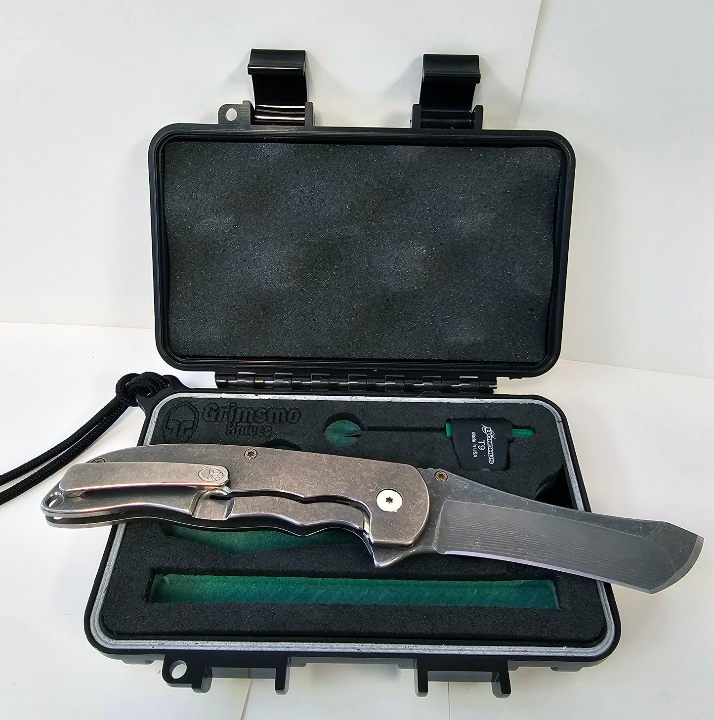 Grimsmo Norseman #1003 Early Production / RWL-34 Acid Etched and Tumbled Blade / Silver Honeycomb Titanium Handles