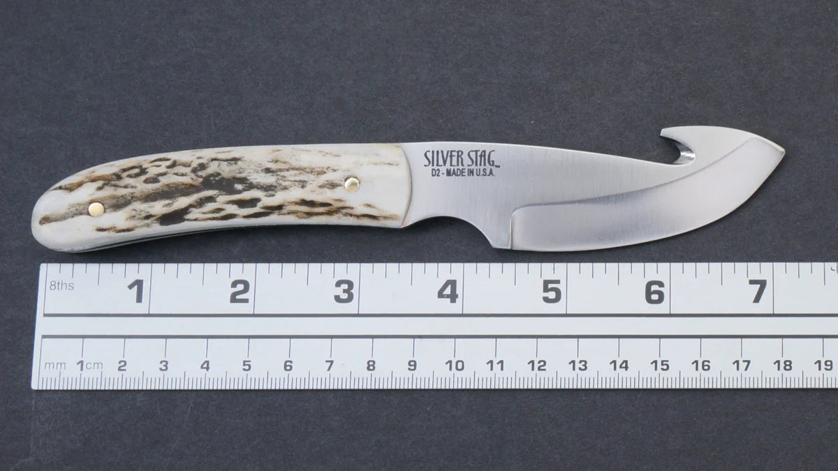 Silver Stag GS2.75 Gut Slab 2.75 inch D2 tool steel gut hook skinner blade at 60 HRC detail — ClassicBlades