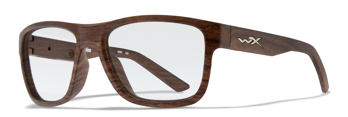 Wiley X WX OVATION Matte Woodgrain Frame / CAPTIVATE™ Polarized Green Mirror Lenses AC6OVN07