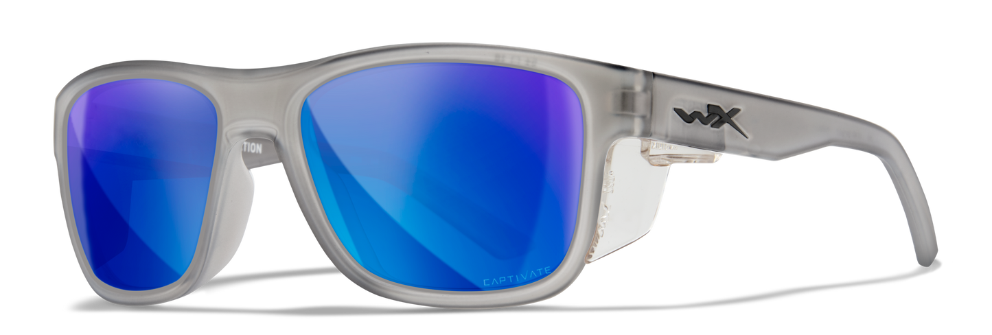 Wiley X WX OVATION Matte Slate Frame / CAPTIVATE™ Polarized Blue Mirror Lenses AC6OVN09