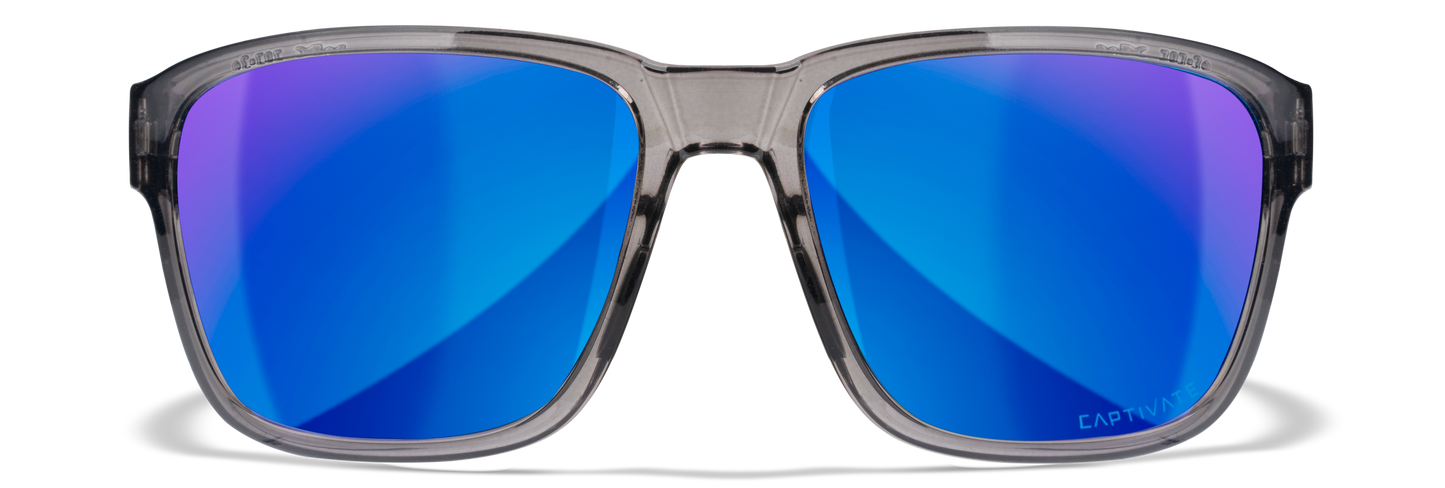 Wiley X WX TREK Gloss Crystal Dark Grey Frame / CAPTIVATE™ Polarized Blue Mirror lenses M/L AC6TRK09