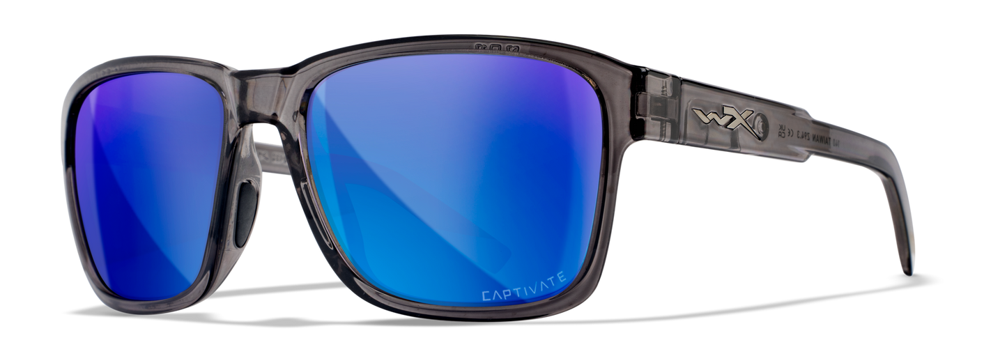 Wiley X WX TREK Gloss Crystal Dark Grey Frame / CAPTIVATE™ Polarized Blue Mirror lenses M/L AC6TRK09