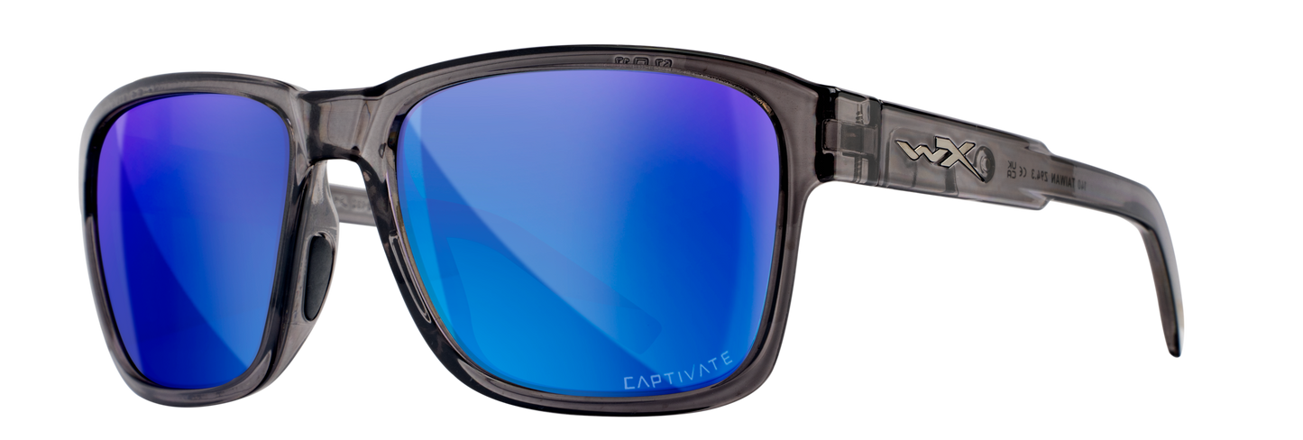 Wiley X WX TREK Gloss Crystal Dark Grey Frame / CAPTIVATE™ Polarized Blue Mirror lenses M/L AC6TRK09