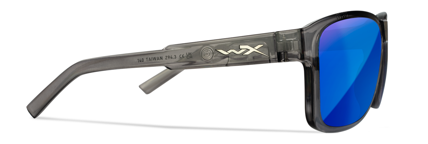 Wiley X WX TREK Gloss Crystal Dark Grey Frame / CAPTIVATE™ Polarized Blue Mirror lenses M/L AC6TRK09