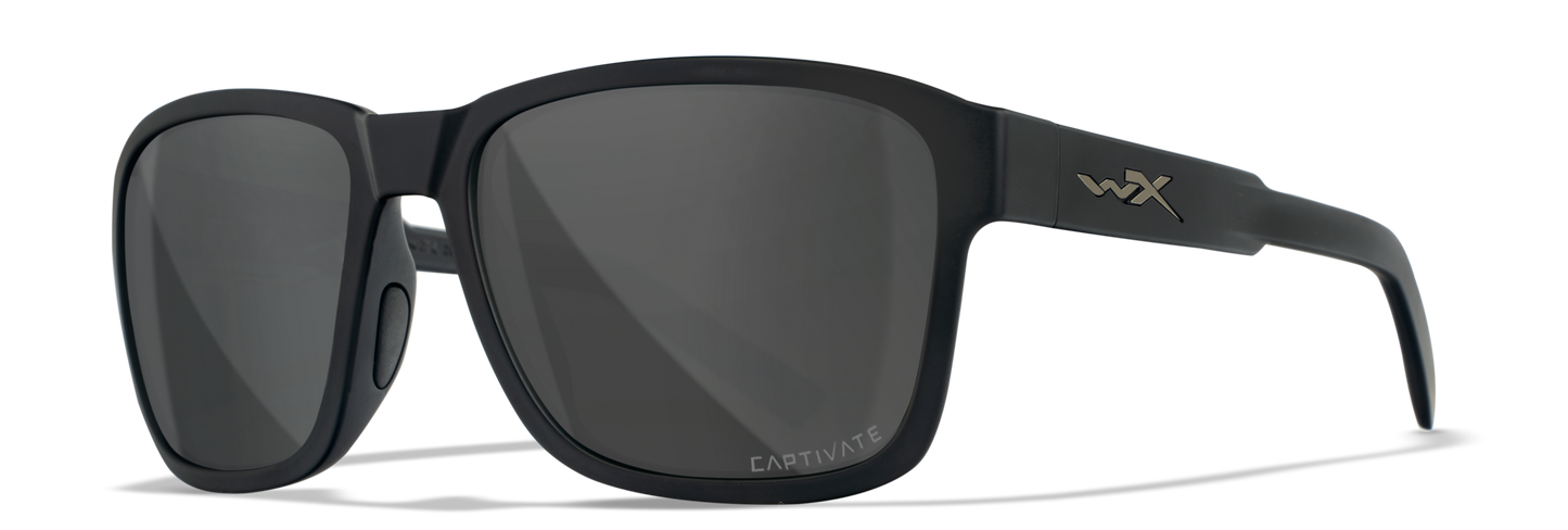 WIley X WX TREK Matte Black Frames / CAPTIVATE™ Polarized Grey Lenses M/L AC6TRK18