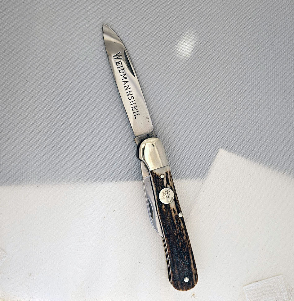 WEIDMANNSHEIL Stag RARE Trick Lock 2 Blade Vintage Never Sharpened