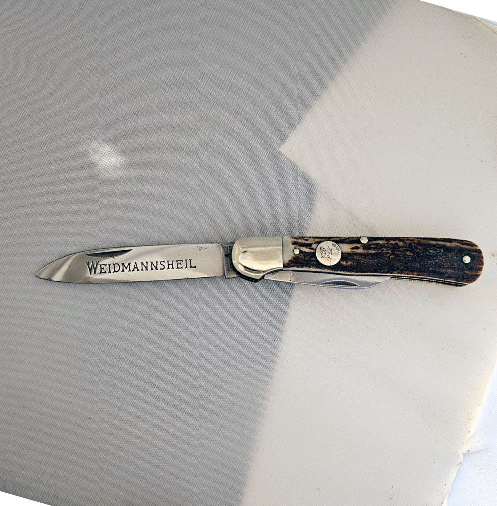 WEIDMANNSHEIL Stag RARE Trick Lock 2 Blade Vintage Never Sharpened