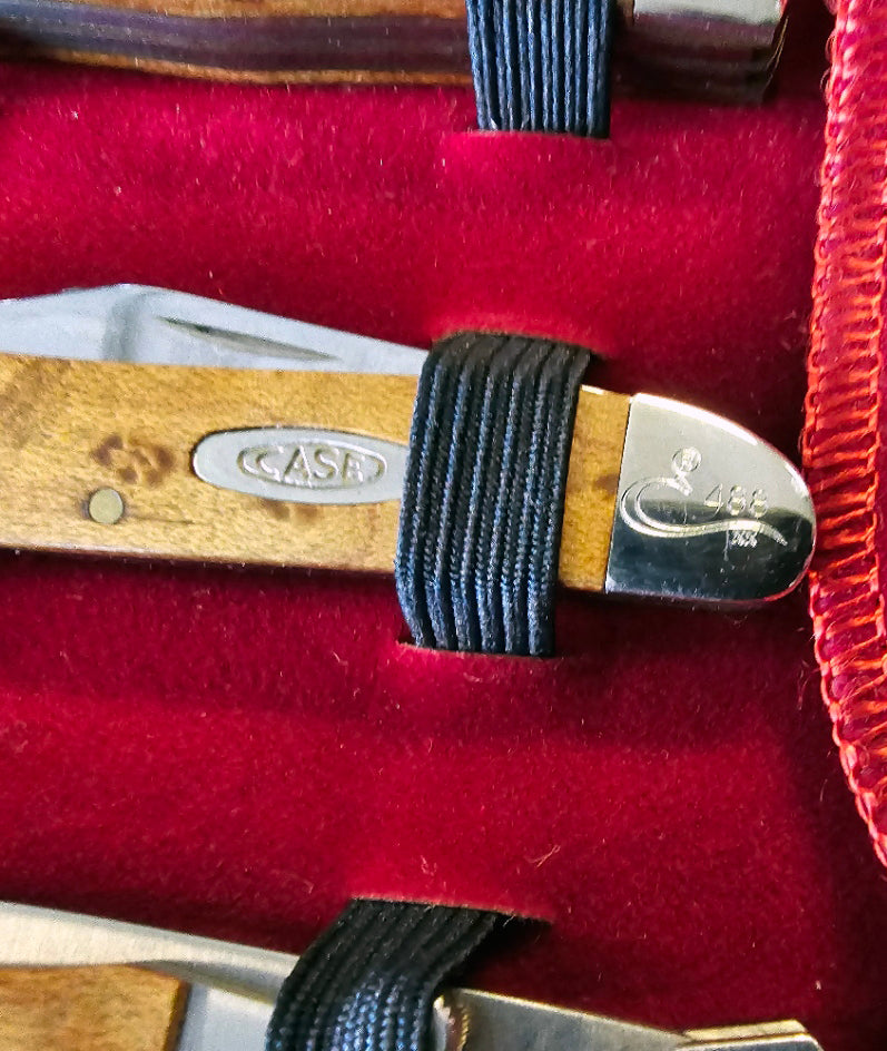 CASE XX Vintage Curly Maple Wood Handle 12 Knife CENTENNIAL SET # 488/750 Mint Condition In Original Collectible Case