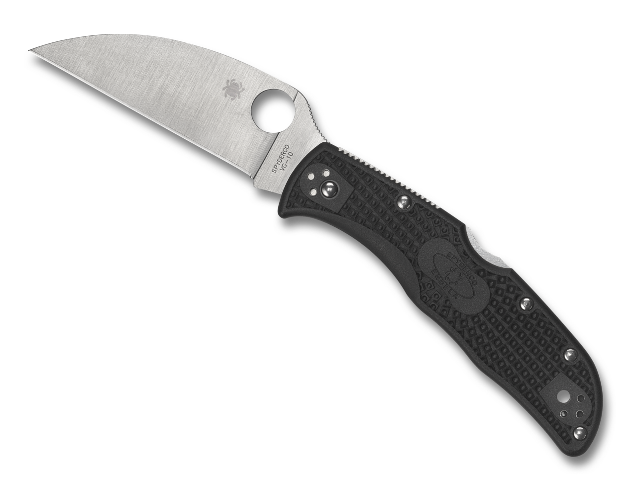 Spyderco Endela® Wharncliffe Black Handle Wharncliff Satin Blade VG-10 C243FWCBK