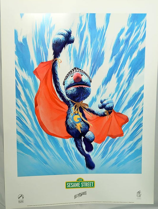 Palisades Toys Sesame Street Super Grover Lithograph by Alex Ross