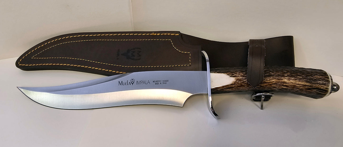 Muela Impala-22A Genuine Deer Antler Handle 8 3/4" Blade Leather Sheath New Original Box