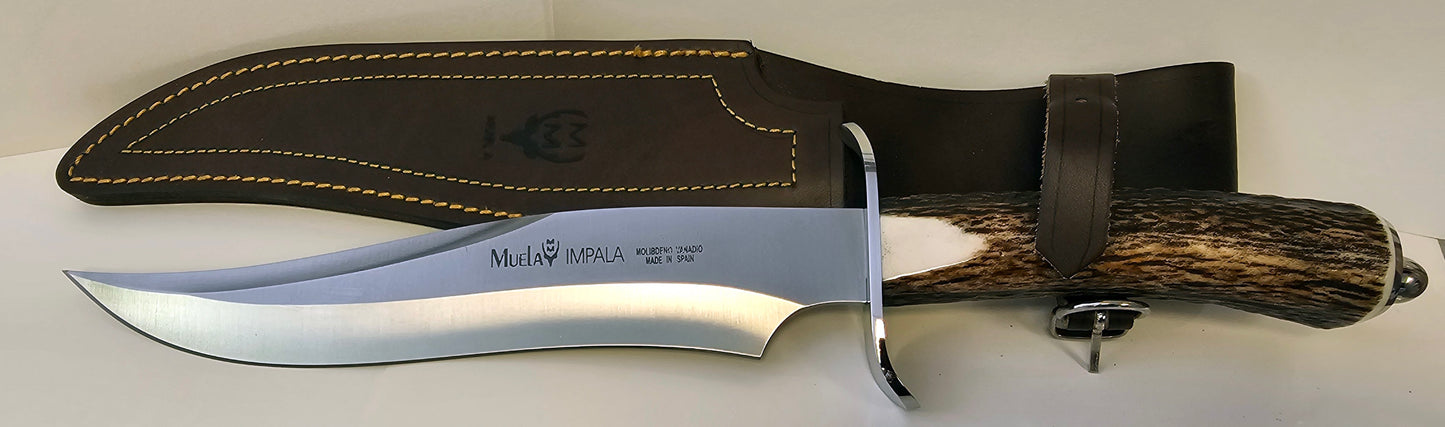 Muela Impala-22A Genuine Deer Antler Handle 8 3/4" Blade Leather Sheath New Original Box