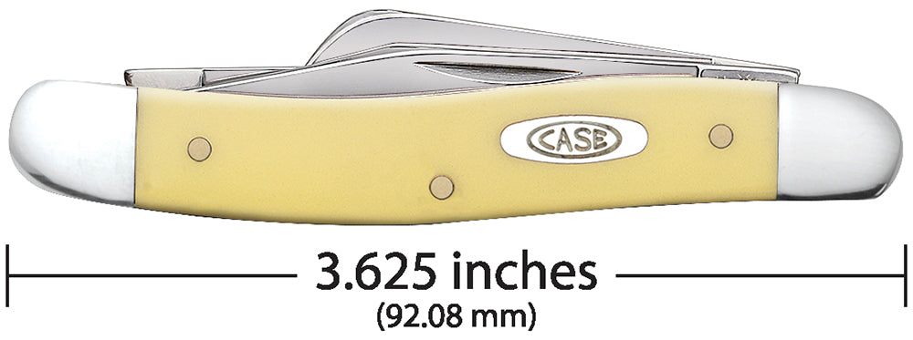 Case 00035 Medium Stockman closed showing 3.63 inch profile with oval nickel silver Case inlay shield — ClassicBlades