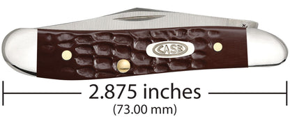 Case 00046 Peanut closed showing 2.88 inch profile with oval nickel silver Case inlay shield — ClassicBlades