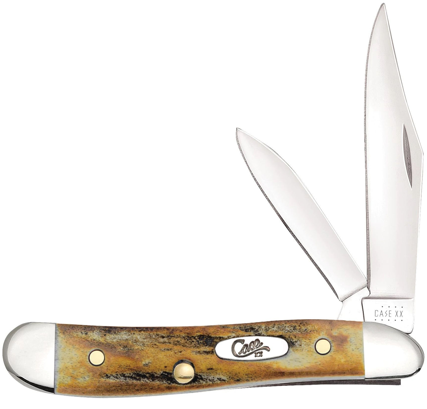 Case 00048 Peanut pocket knife with genuine Sambar stag handle and nickel silver bolsters — ClassicBlades