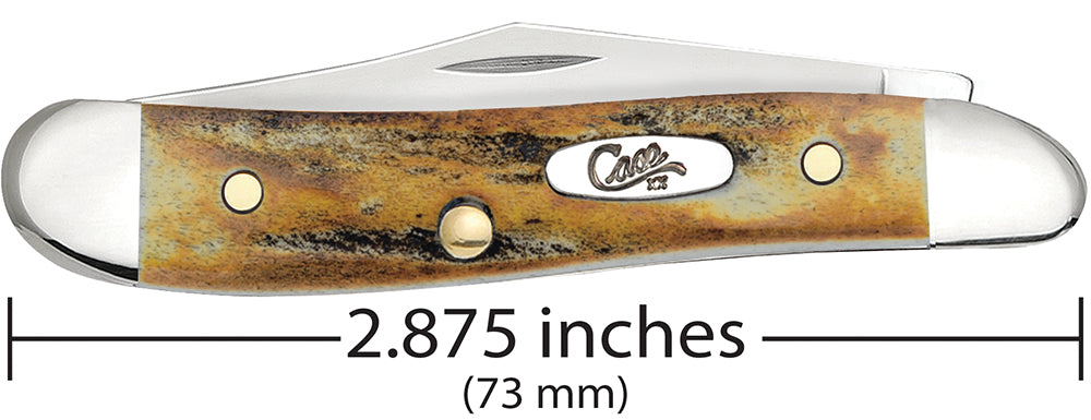 Case 00048 Peanut closed showing 2.88 inch profile with oval nickel silver Case inlay shield — ClassicBlades