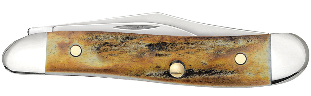 Case 00048 Peanut genuine Sambar stag antler handle detail showing unique natural grain and texture — ClassicBlades