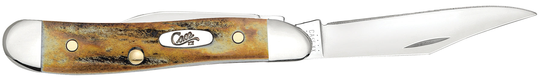 Case 00048 Peanut 2.10 inch Tru-Sharp stainless mirror polish clip blade and 1.53 inch pen blade — ClassicBlades