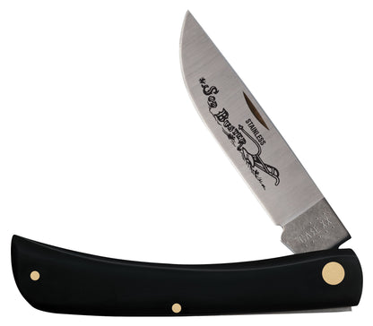 Case 00092 Sod Buster pocket knife with smooth black synthetic handle and polished skinner blade — ClassicBlades