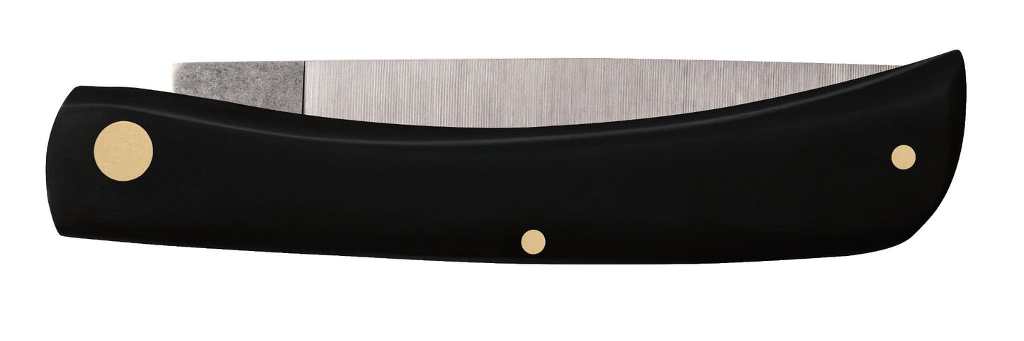 Case 00092 Sod Buster smooth black synthetic handle detail showing curved ergonomic grip shape — ClassicBlades