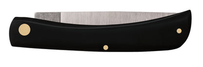 Case 00092 Sod Buster smooth black synthetic handle detail showing curved ergonomic grip shape — ClassicBlades