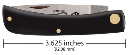 Case 00095 Sod Buster Jr closed showing compact 3.625 inch profile with curved black synthetic handle — ClassicBlades