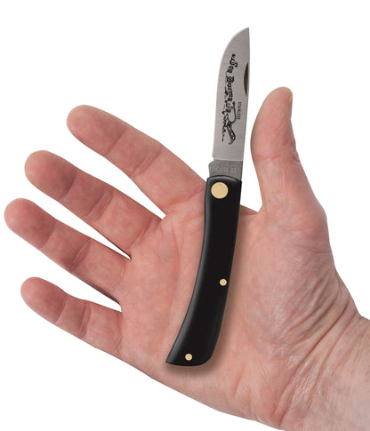 Case 00095 Sod Buster Jr pocket knife with smooth black synthetic handle and stainless skinner blade — ClassicBlades
