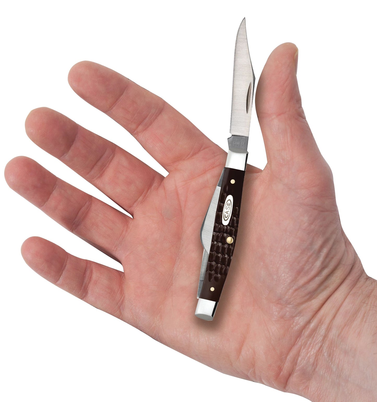 Case 00106 Medium Stockman pocket knife with jigged brown synthetic handle and nickel silver bolsters — ClassicBlades