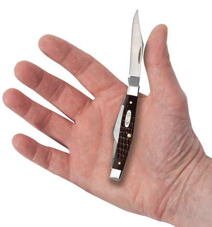 Case 00106 Medium Stockman pocket knife with jigged brown synthetic handle and nickel silver bolsters — ClassicBlades