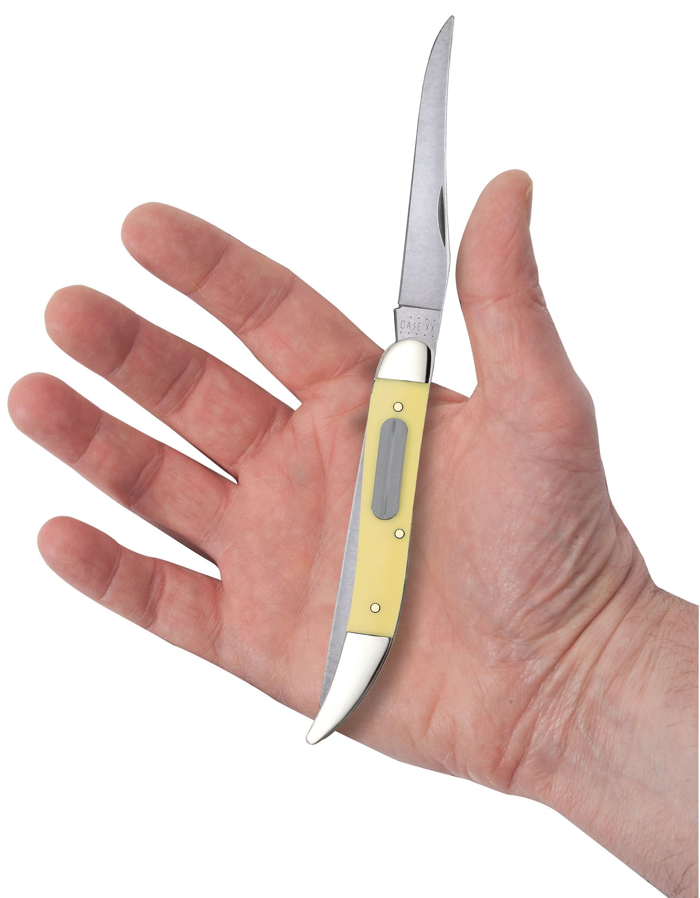 Case 00120 Fishing Knife with high-visibility yellow synthetic handle and nickel silver bolsters — ClassicBlades