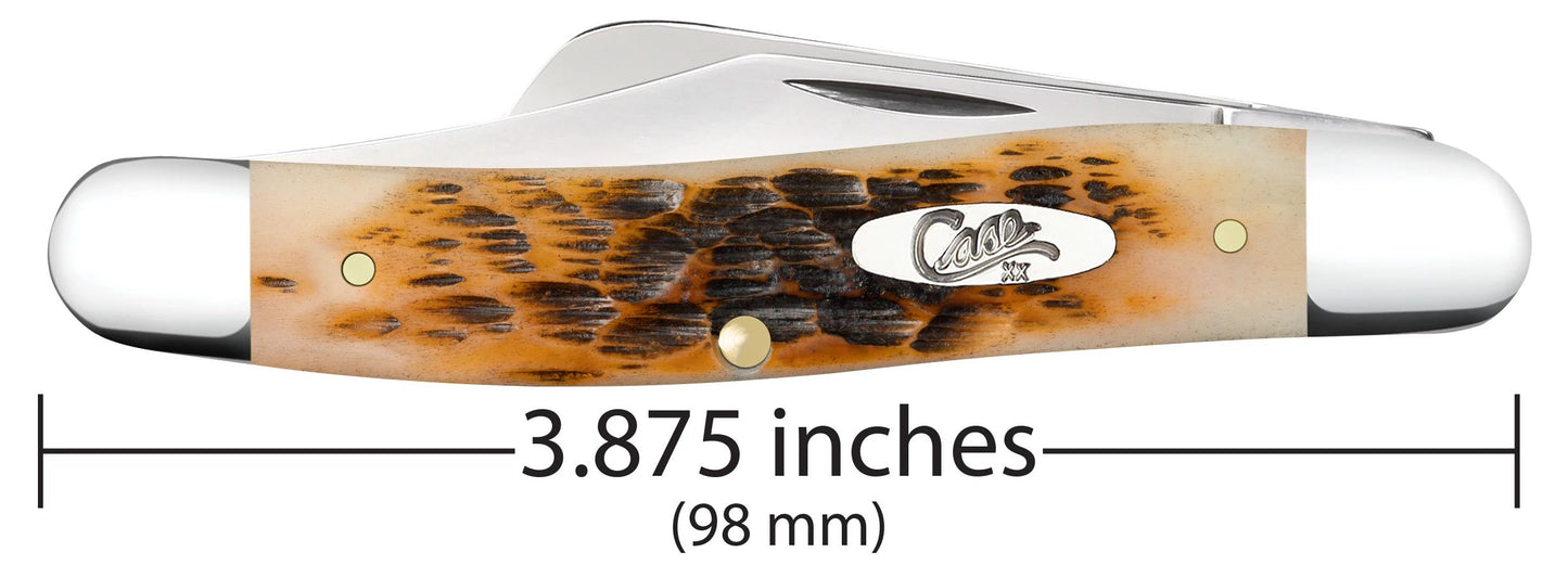 Case 00128 Medium Stockman closed showing 3.88 inch profile with oval nickel silver Case script shield — ClassicBlades