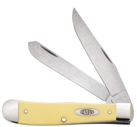 Case 00161 Trapper pocket knife with smooth yellow synthetic handle — ClassicBlades