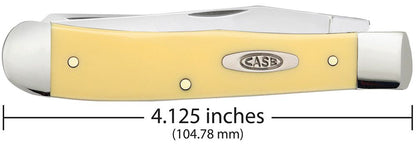 Case 00161 Trapper closed showing 4.125 inch profile with smooth yellow handle — ClassicBlades