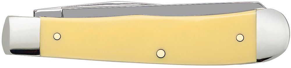 Case 00161 Trapper smooth yellow synthetic handle detail showing classic Case profile — ClassicBlades