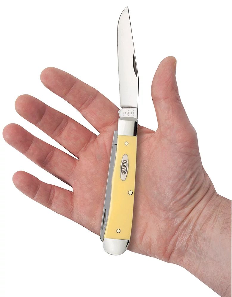 Case 00161 Trapper pocket knife with smooth yellow synthetic handle — ClassicBlades