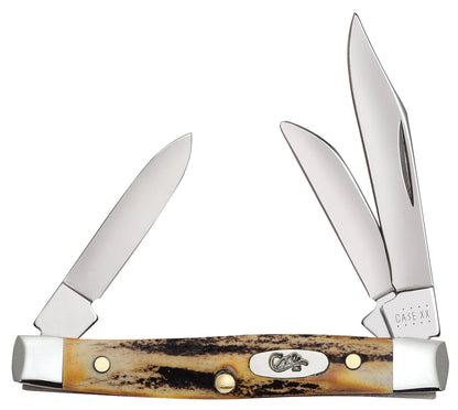Case 00178 Small Stockman pocket knife with genuine Sambar stag handle and nickel silver bolsters — ClassicBlades