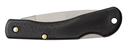 Case 00253 Mini Blackhorn black Zytel handle detail showing texturized grip and lanyard hole — ClassicBlades